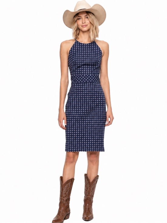 Banana Republic Dresses & Skirts - Banana Republic Navy Blue Patterned Halter Sheath Dress